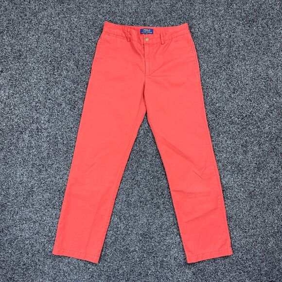 Polo Ralph Lauren Chino Pants Boys Red Flat Front Preppy Pony Pants Size 14 - Picture 1 of 6